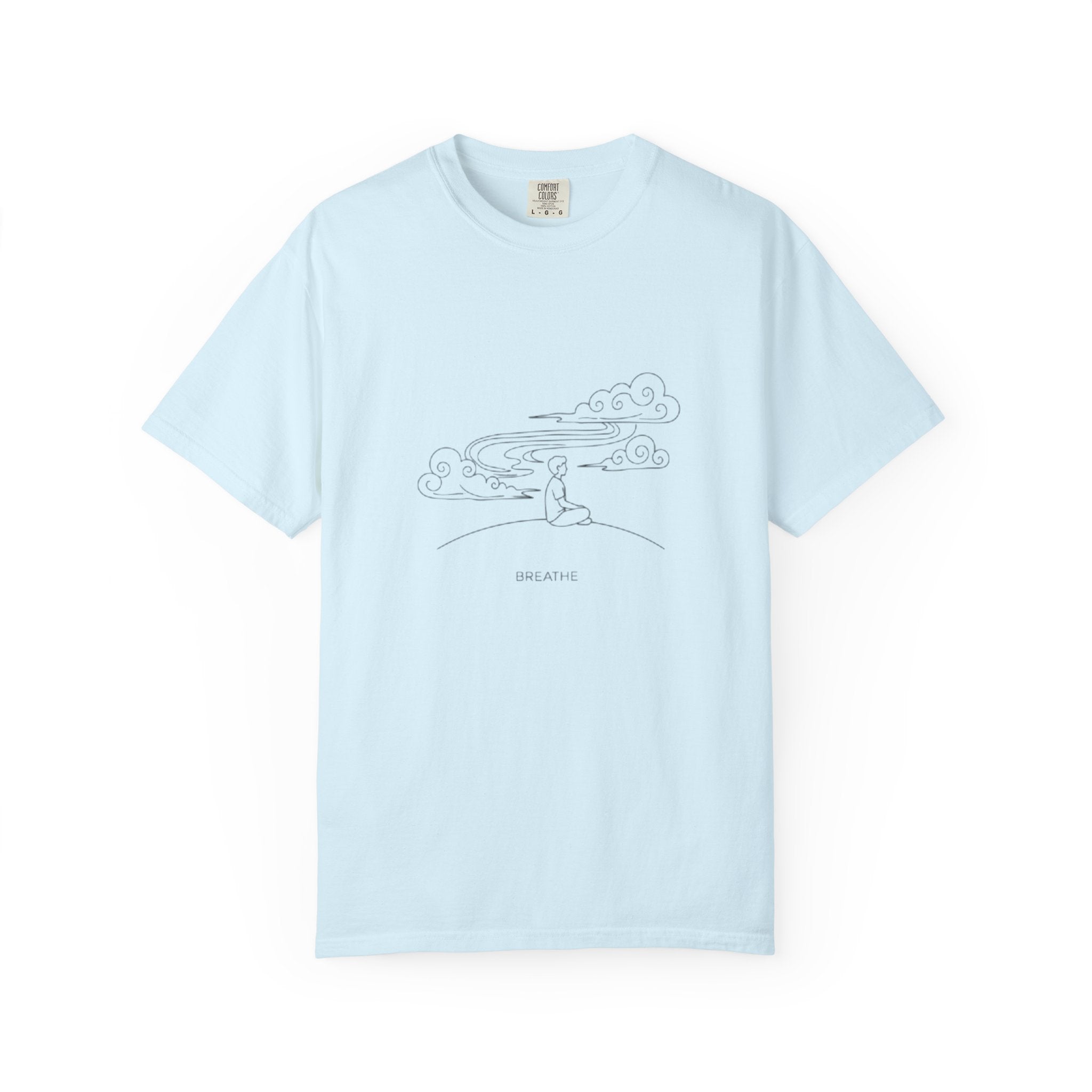 Dreamscape Graphic T-Shirt — 'BREATHE' Minimal Line Art