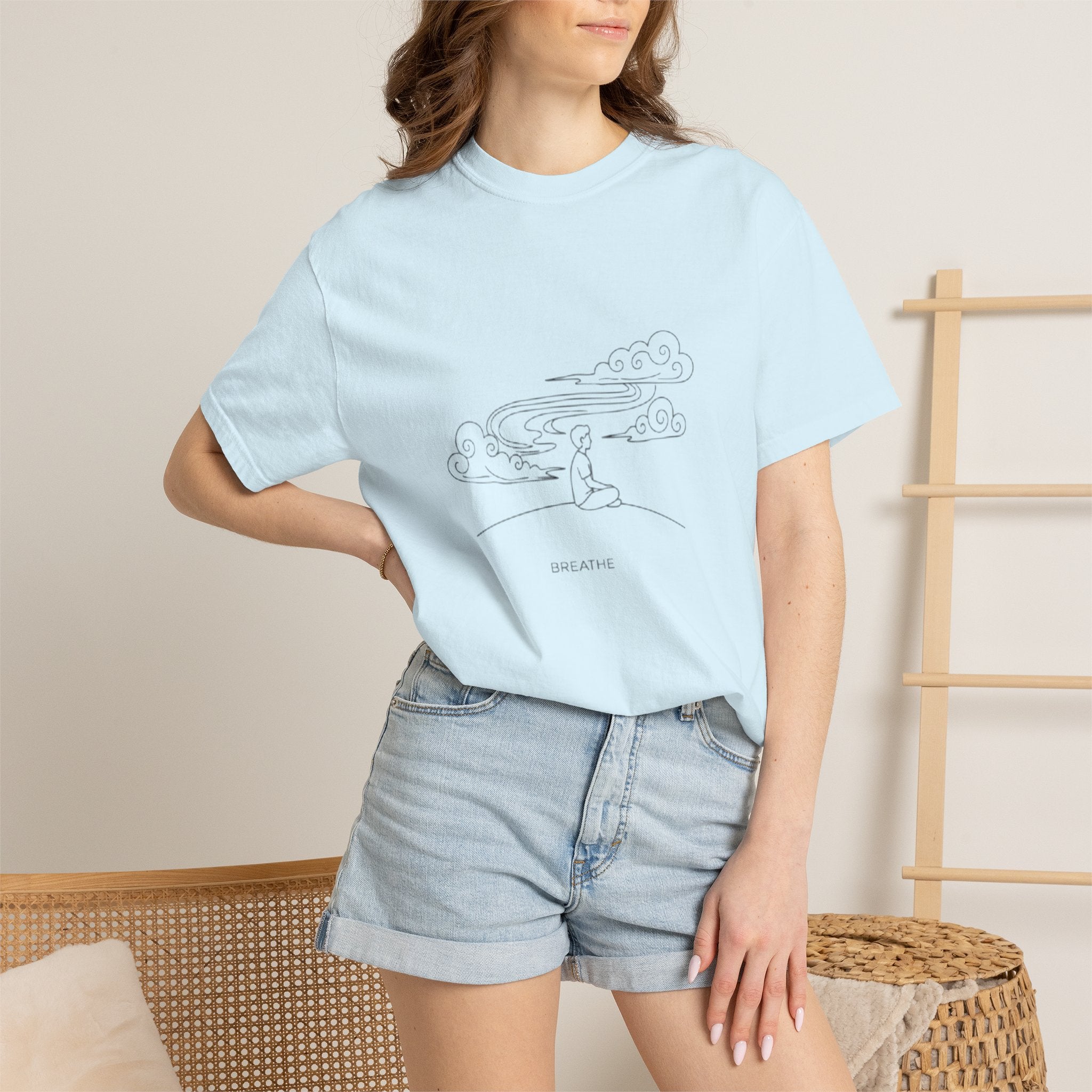 Dreamscape Graphic T-Shirt — 'BREATHE' Minimal Line Art