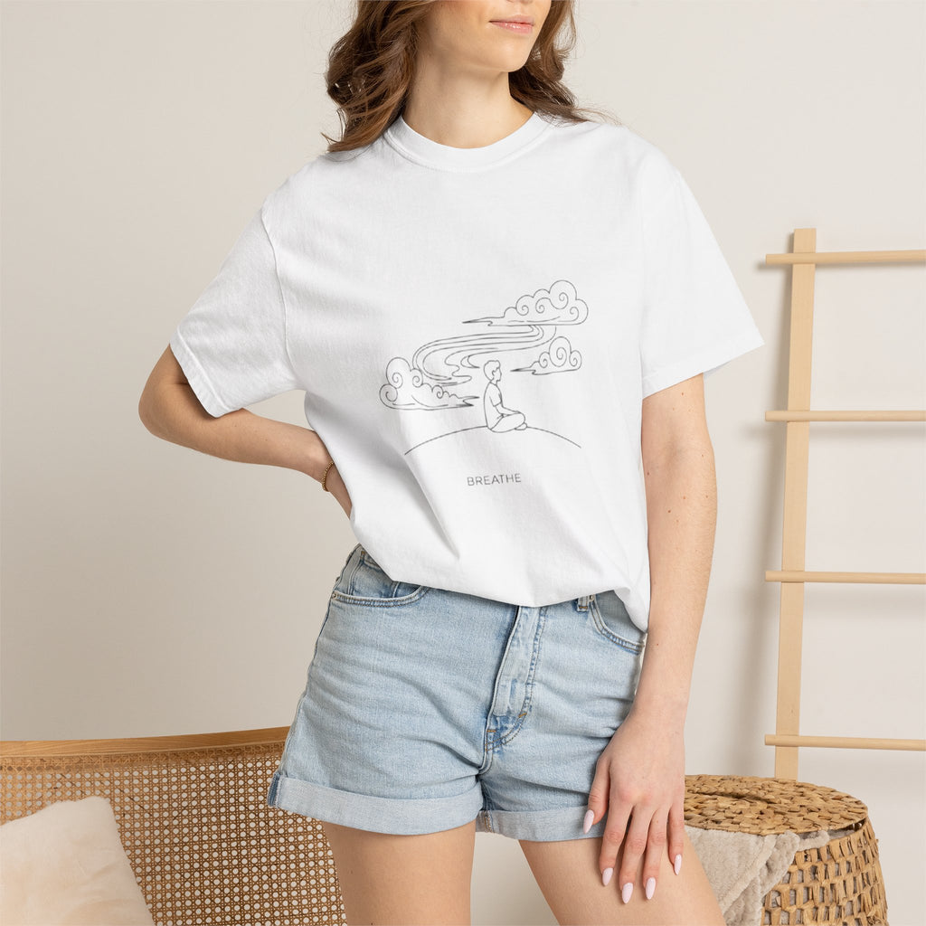 Dreamscape Graphic T-Shirt — 'BREATHE' Minimal Line Art