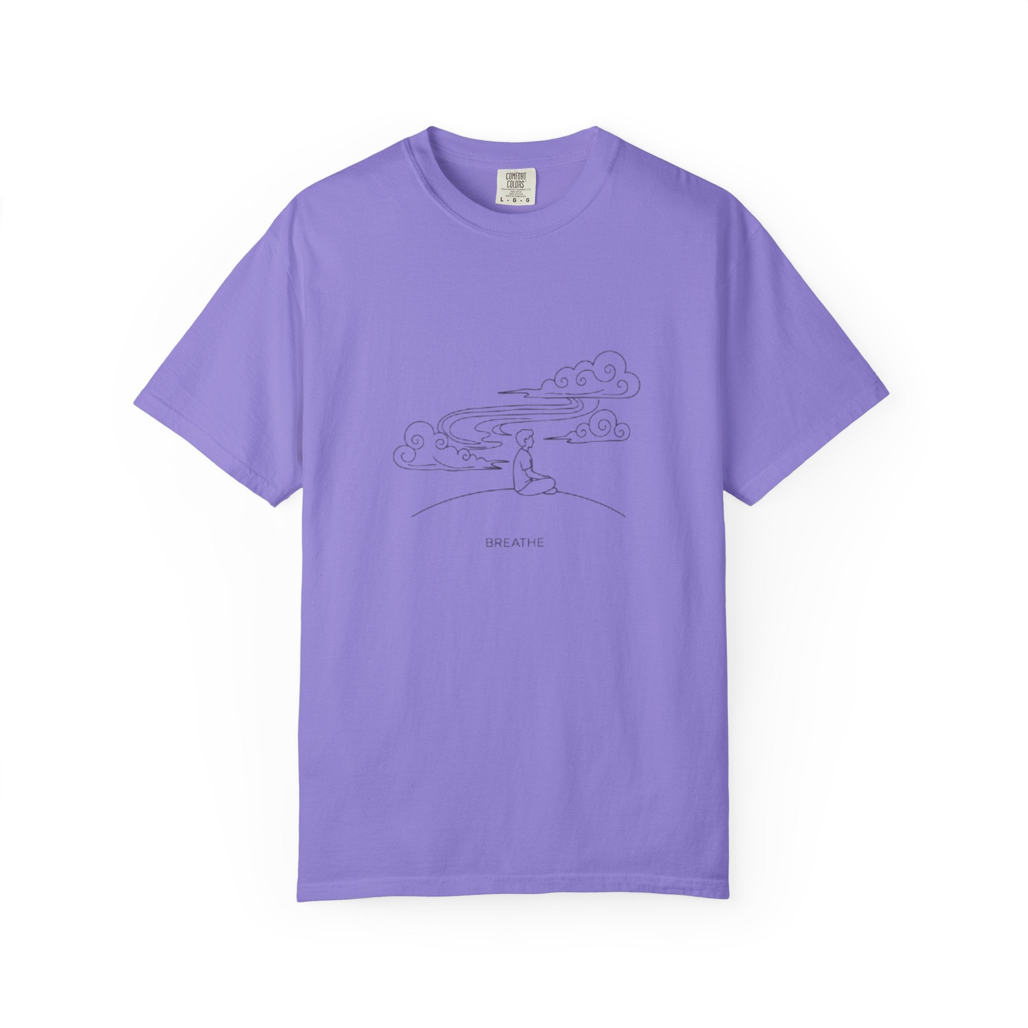 Dreamscape Graphic T-Shirt — 'BREATHE' Minimal Line Art