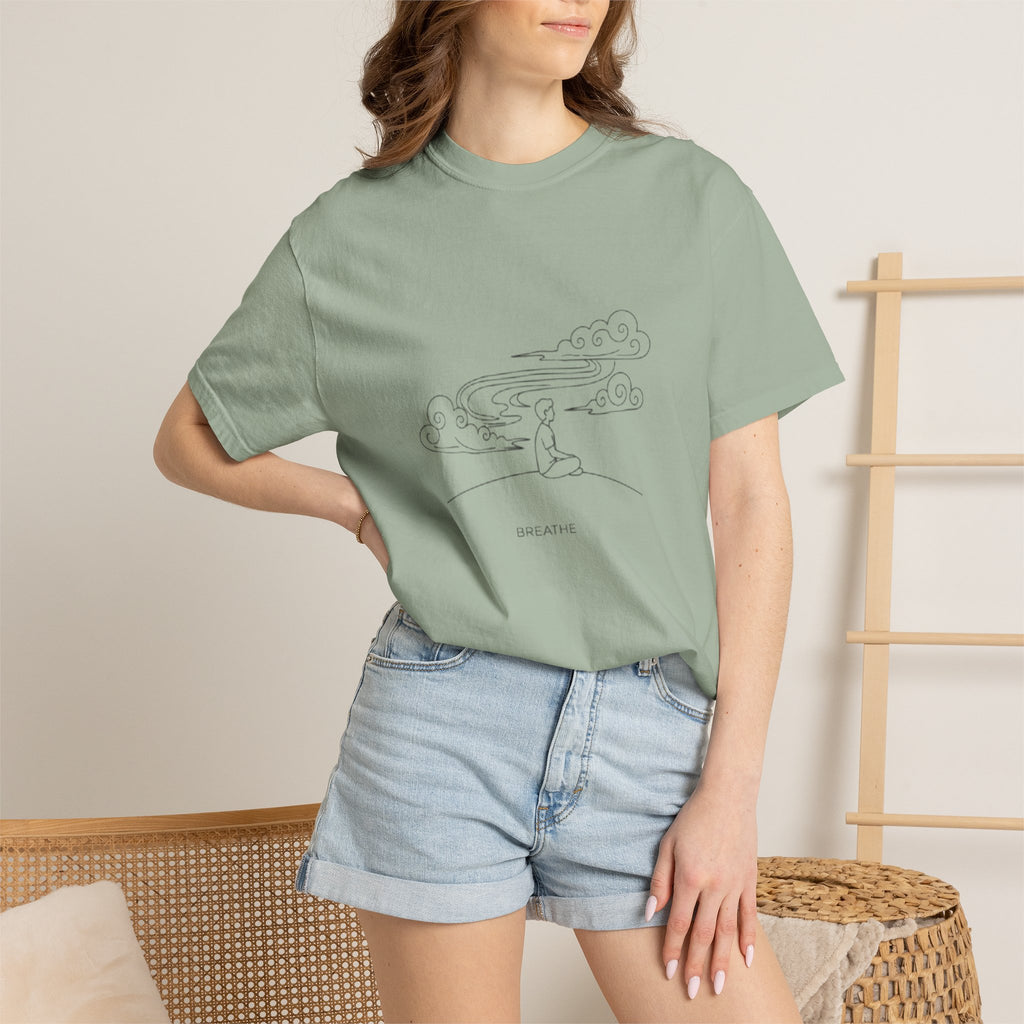 Dreamscape Graphic T-Shirt — 'BREATHE' Minimal Line Art