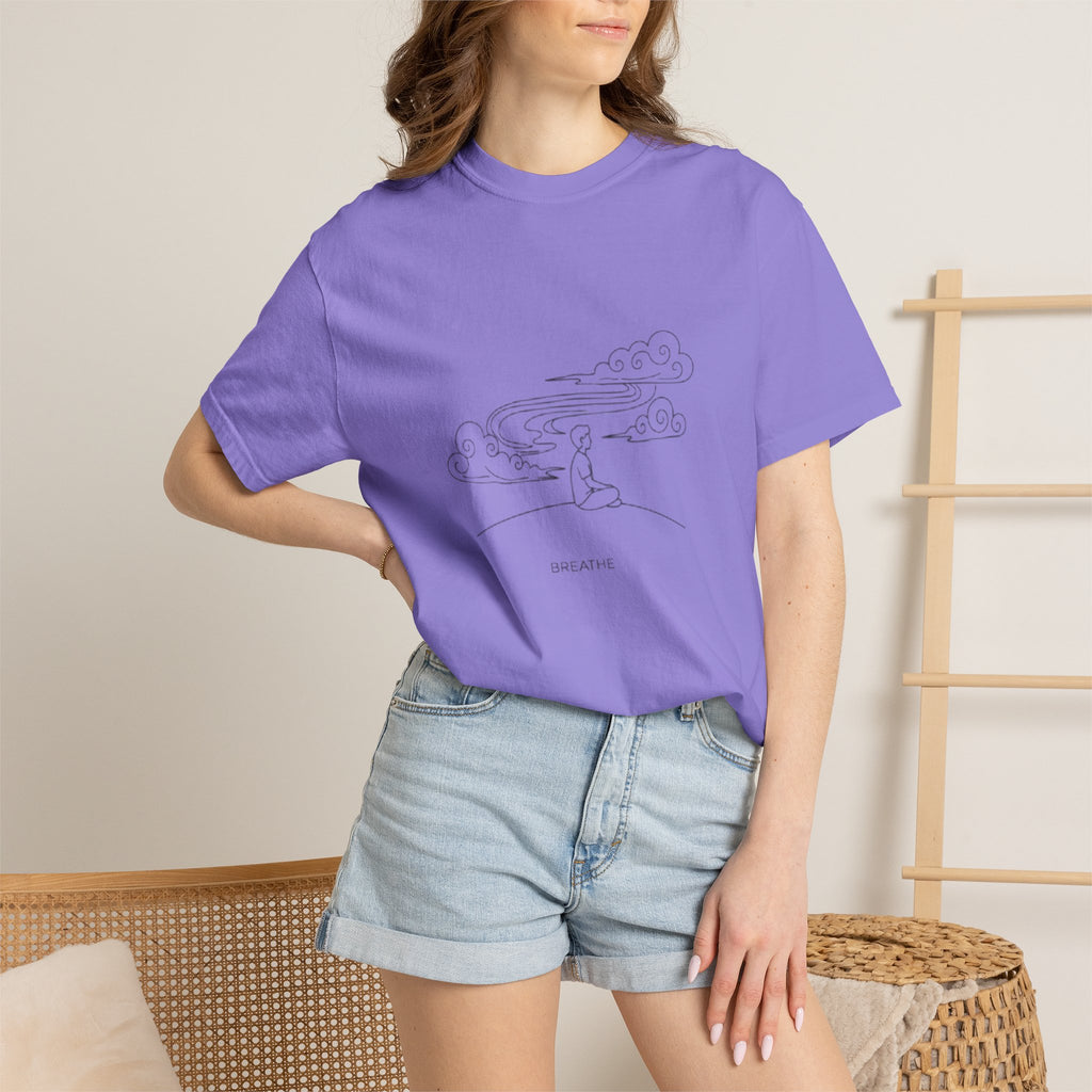 Dreamscape Graphic T-Shirt — 'BREATHE' Minimal Line Art