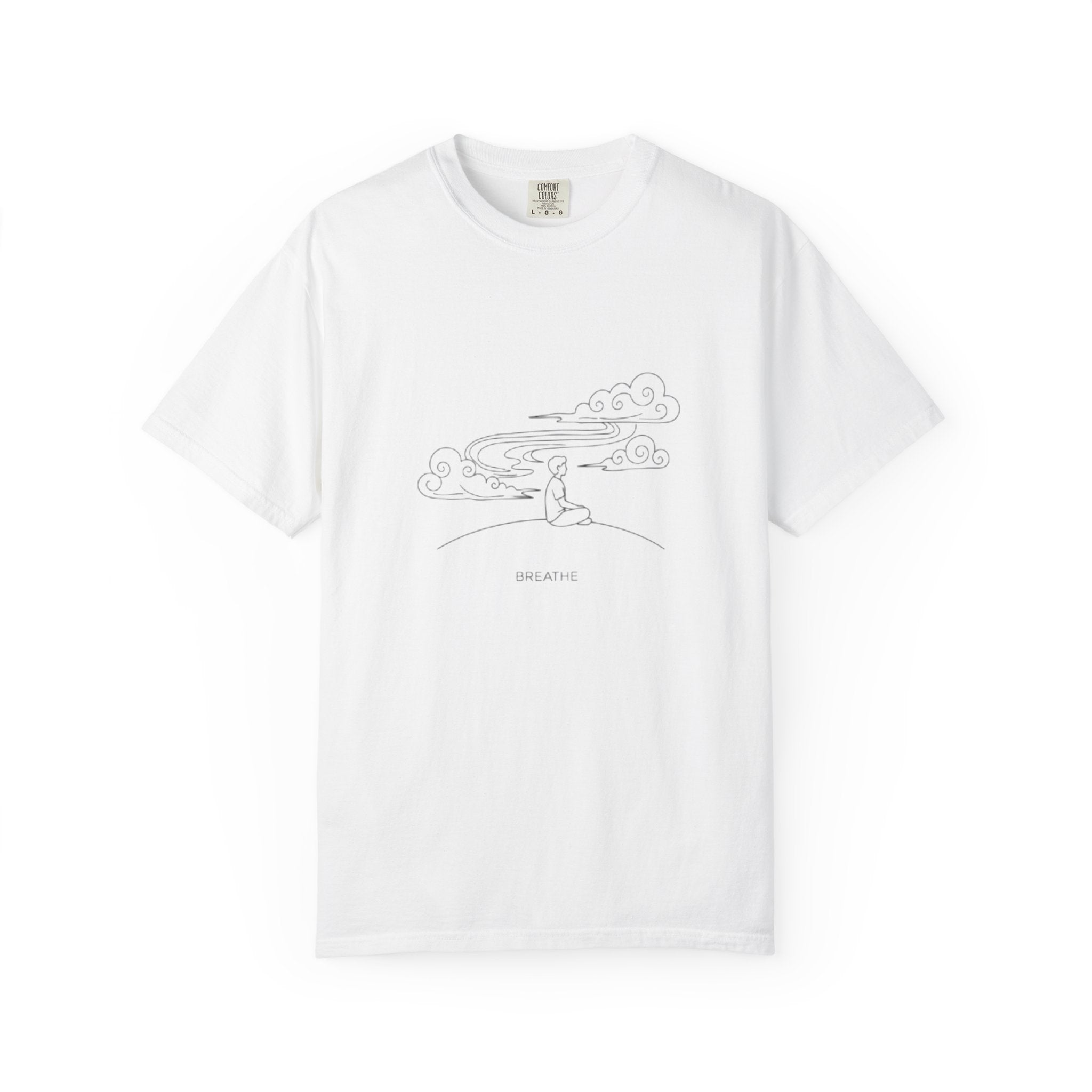 Dreamscape Graphic T-Shirt — 'BREATHE' Minimal Line Art