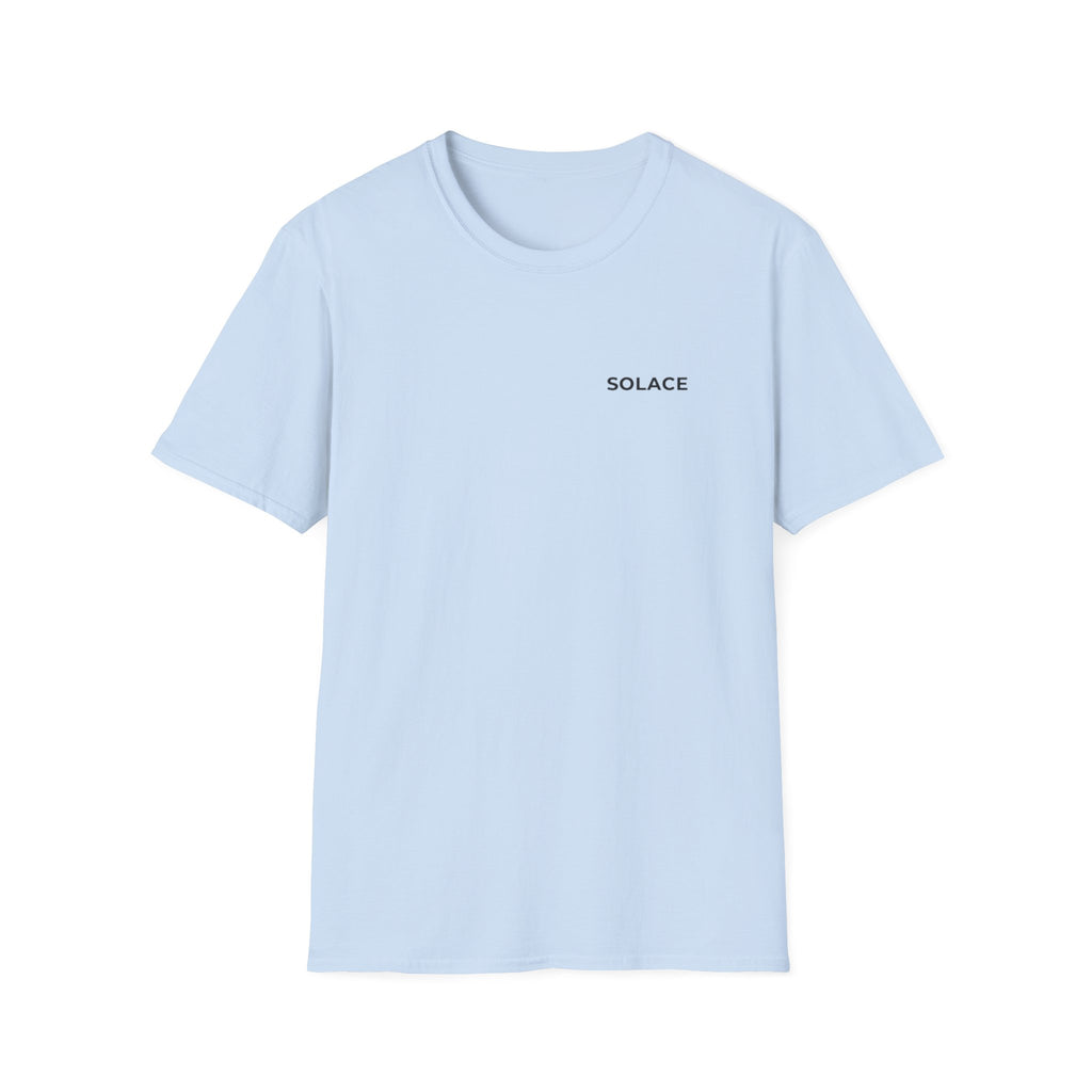 Solace Minimalist Tee — Small Chest Text Relaxed T-Shirt