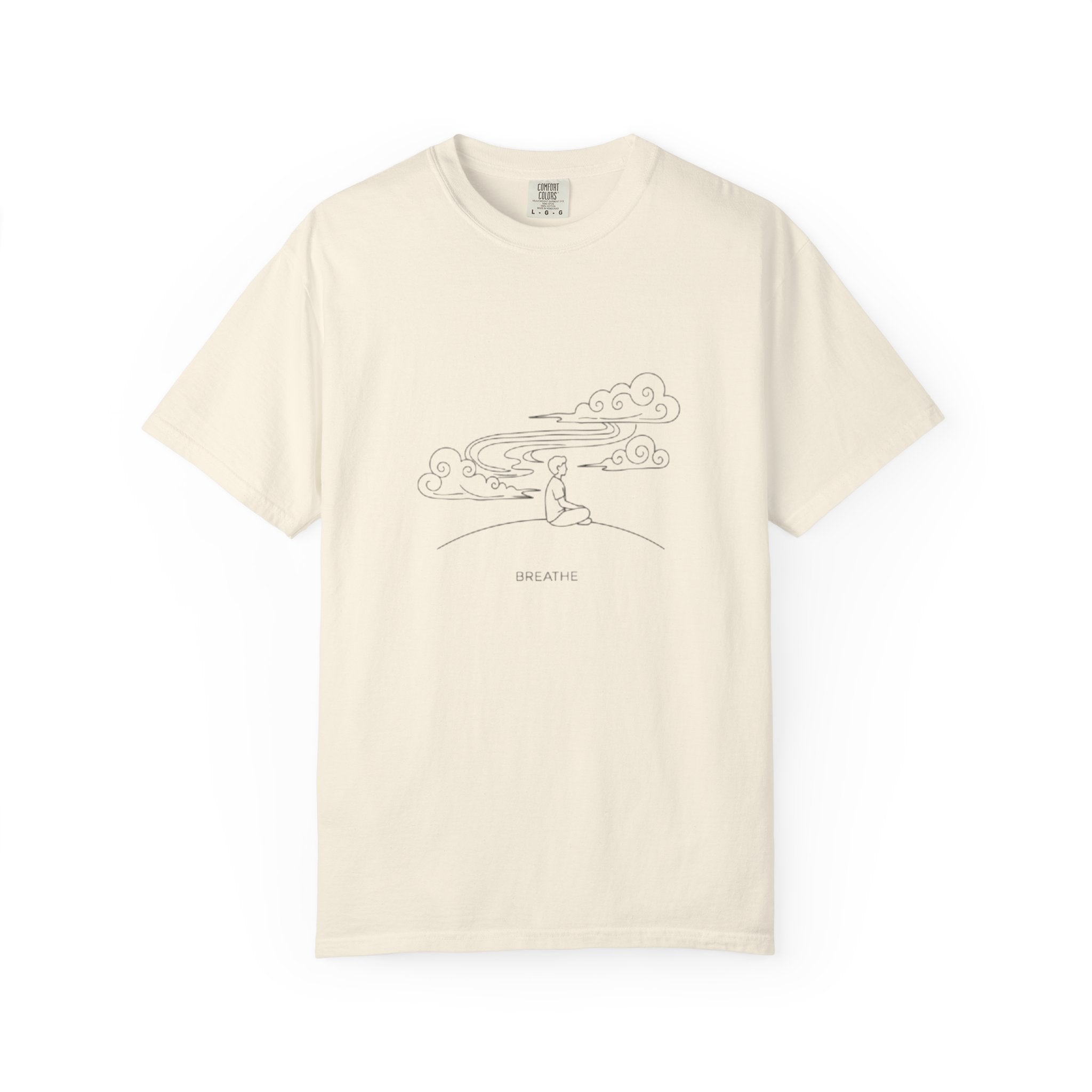 Dreamscape Graphic T-Shirt — 'BREATHE' Minimal Line Art
