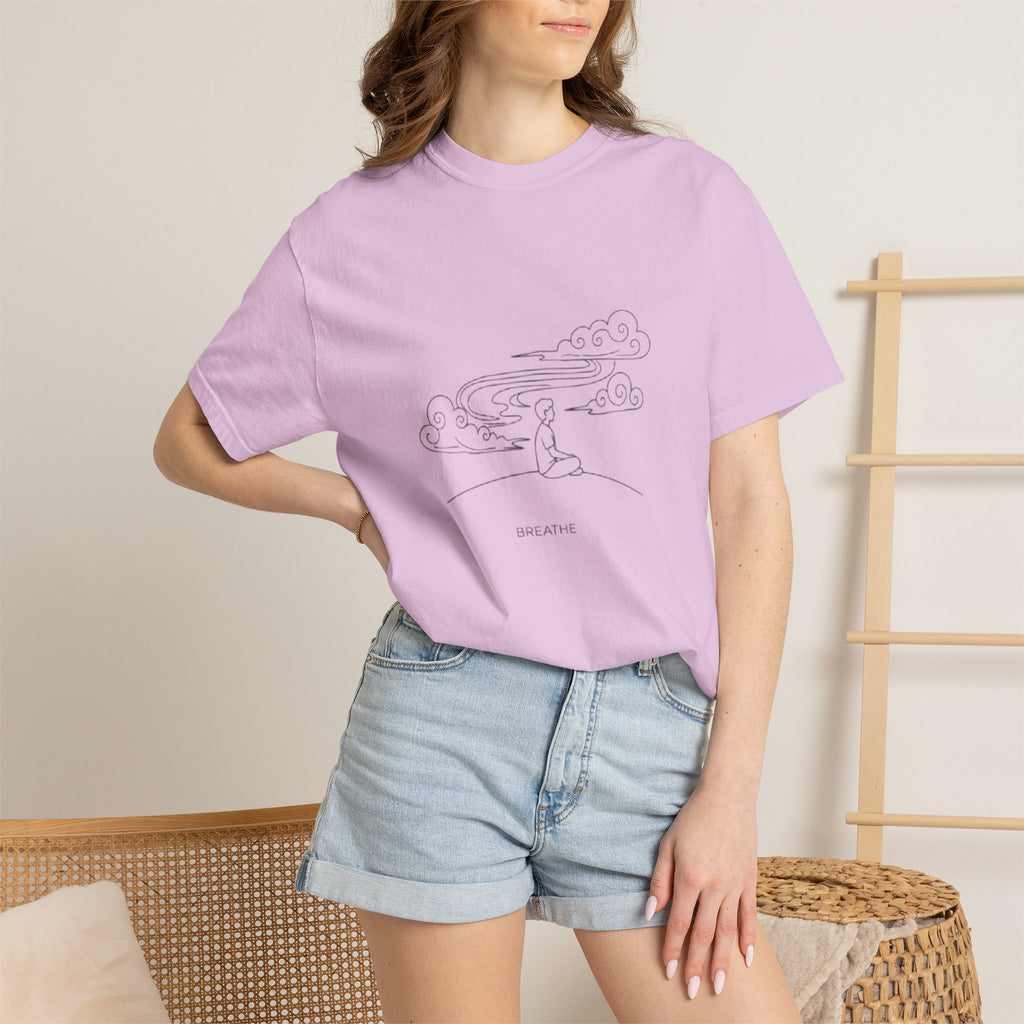 Dreamscape Graphic T-Shirt — 'BREATHE' Minimal Line Art