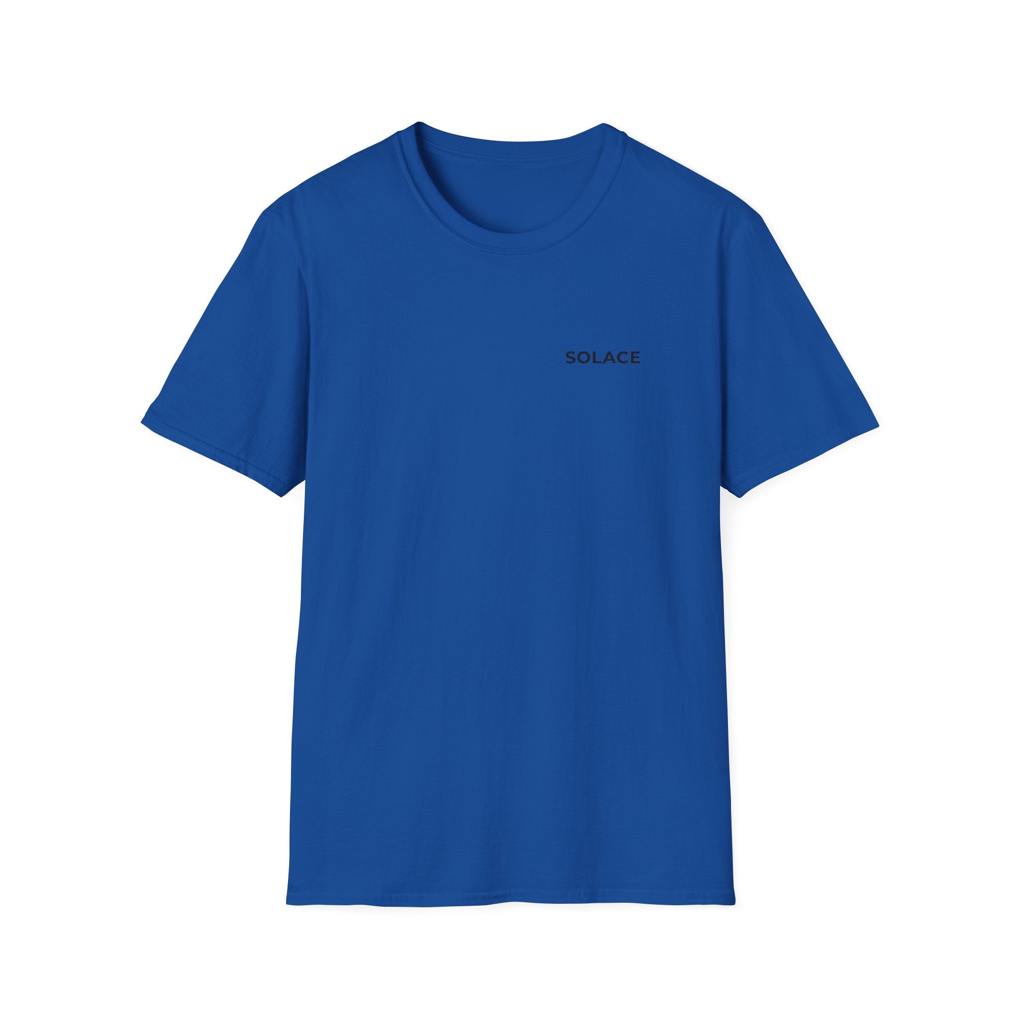 Solace Minimalist Tee — Small Chest Text Relaxed T-Shirt