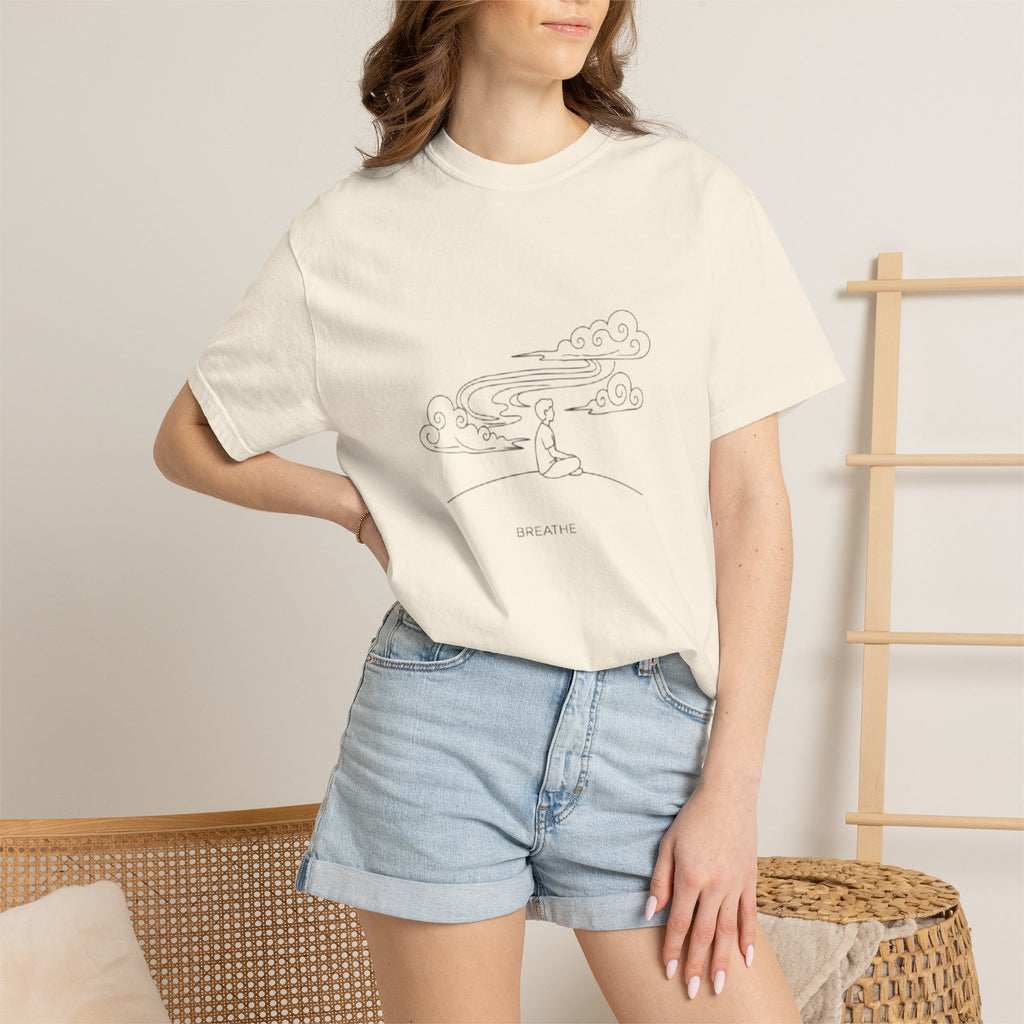 Dreamscape Graphic T-Shirt — 'BREATHE' Minimal Line Art